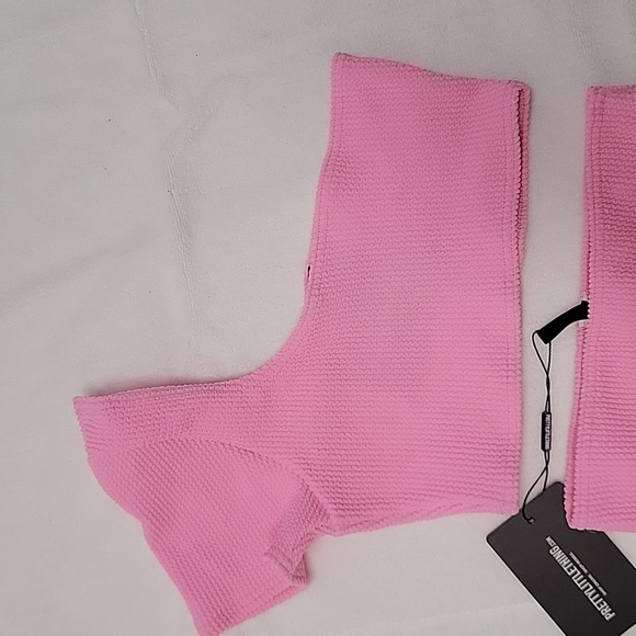NWT PrettLittleThing Pink Crinkle 2 Piece Bikini - Picture 3 of 9